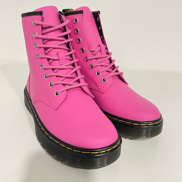 Dr Martens Zavala Pink Combat Boots Women Sz 6 - Picture 6 of 9